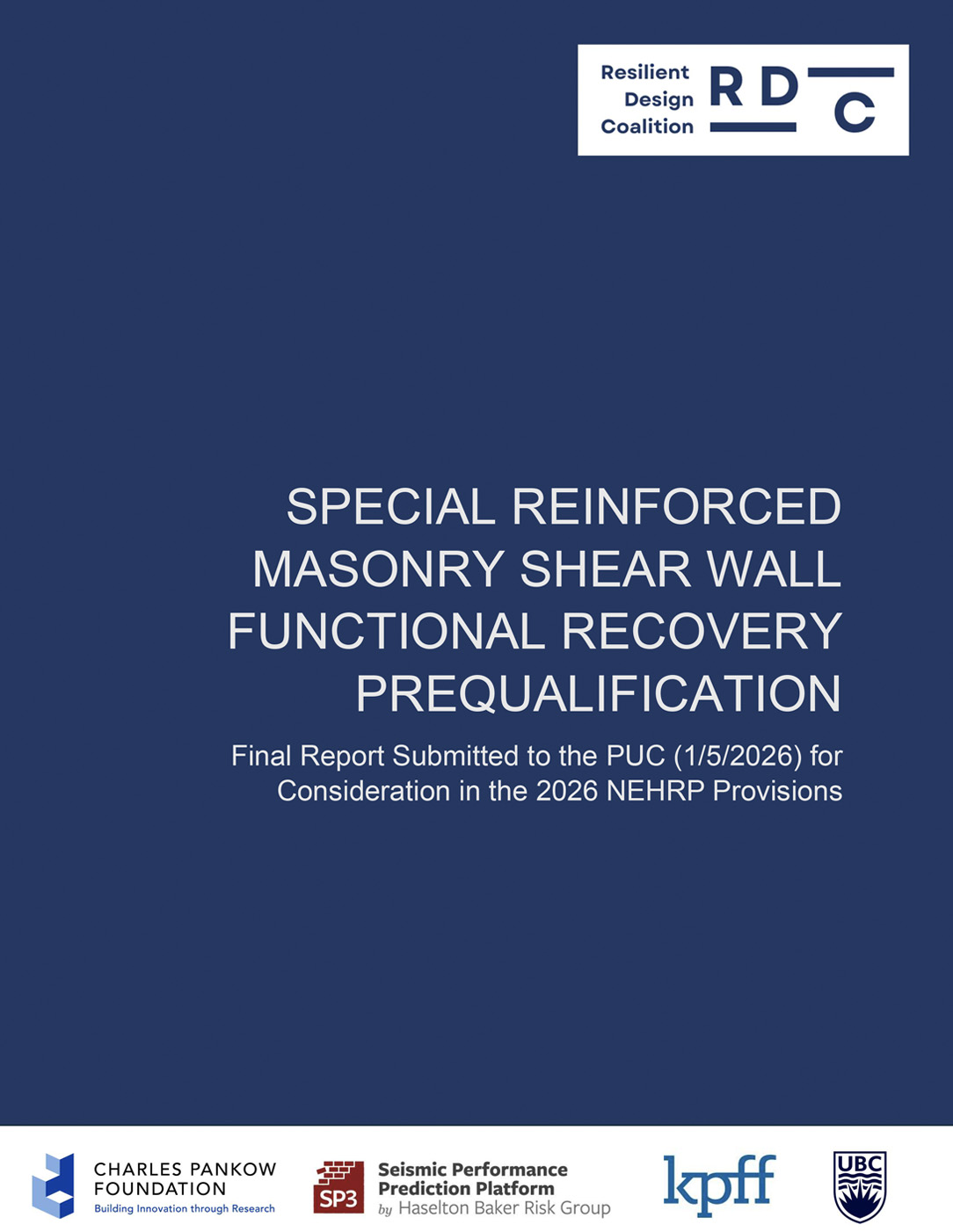 Special Reinforced Masonry Shear Wall report cover